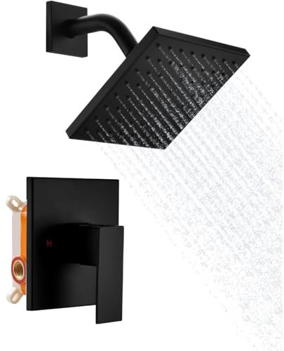 TINMAGI Sistema de Ducha Empotrado Negro Set De Ducha,Cabeza de Ducha,Acero Inoxidable 304 Cabezal Ducha Lluvia 6in