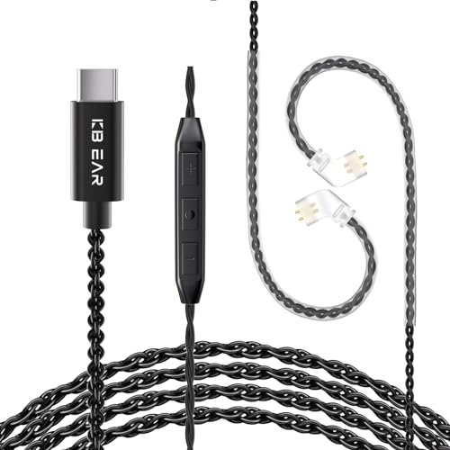 KZ ZS10 Pro iem Cable, Replacement USB C Type-C Cable, Upgraded in ear Monitor Cable for ZS10 PRO X, ZS12 PRO X, ZSN PRO X, EDX PRO, ZAR, ZA12, Castor, ZSA, PRX, CCA CRA Earbuds (QDC-Pins with Mic)