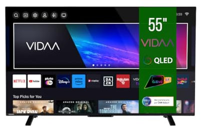 Toshiba Smart TV 55 pouces QLED 55QV2363DA, VIDAA TV QLED 4K 55 pouces, compatible avec Alexa, DVB-T2, technologie LED, Dolby Vision HDR10, HDMI 2.1