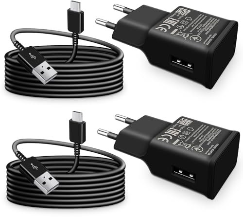 Ladegerät Handy, [2er-Pack] Schnellladegerät mit Ladekabel USB C Schnellladekabel Typ C Kabel 1,5M für Samsung Galaxy A15 A14 A13 A33 A34 A35 A55 A54 A53 A51 A50 A41 A40 A71 A25 A23 S8 S9 S10 S20