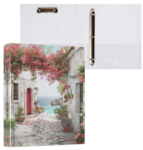 Ringbuch mit 3 Ringen, schöner italienischer Alleyway, dekorativer Drei-Ringordner mit rutschfestem Metallclip, einfaches Notizbuch für Schule, Büro, 1 Packung