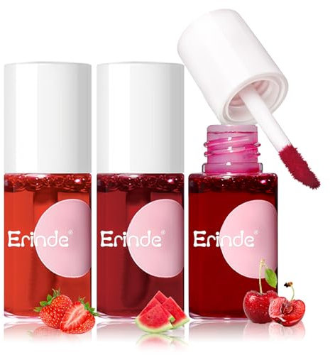 Erinde 3Pcs Lip Tint Stain Makeup，Korean Natural Lip Tint, Lip Stain Tint Waterproof Makeup, Mini Liquide Lipstick, Non-sticky & Long Lasting