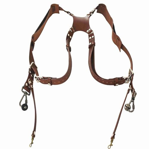 Uplory Leather Camera Strap, Dark Brown Dual Shoulder Leather Harness Quick Release Adjustable Camera Shoulder Strap, Camera Strap Accessories, for DSLR/SLR