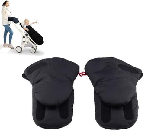 Pram Gloves, Pram Hand Muff, Pram Handle Glove, Warm Buggy Hand Warmer, Soft Warm Windproof and Waterproof Glove, Winter Anti-Freeze Extra Thick Handmuff for Pram Accessories (Black)