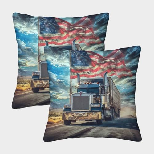 ENYISIYULO Deko Kissenbezug Big LKW 2er-Set Modern Dekokissen Kissenbezüge LKW Zierkissenbezüge Kissen Für Sofa Sessel Zuhause Auto Schlafzimmer 45x45cm