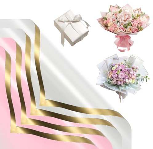 20 Blatt Wasserfeste Bouquet Papier 2 Farben Koreanischer Papier Flower Bouquet Wrapping Paper Floral Geschenkpapier Wasserfeste Blumenpapier Blumenstrauß Verpackungspapier Blumen Papier,(58 x 58 cm)