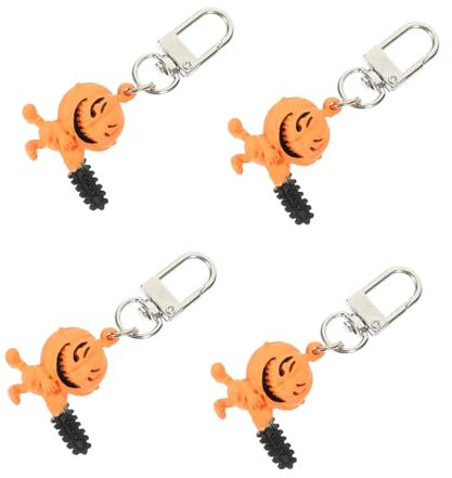 LIFKOME 4pcs Halloween Pumpkin Design Keychain Bag Ornaments Cute Skeleton Pumpkin Decor for Halloween Parties and