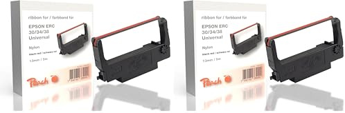 Peach ERC 30/34/38, bk/red, Nylon, 13mm/5m, Ribbon kompatibel zu Epson, Schwarz-Rot (Packung mit 2)