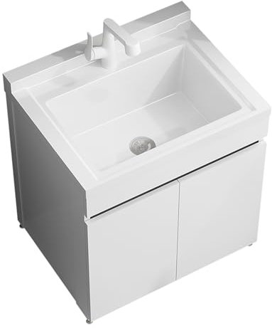 Fregadero de Cocina Independiente Blanco, Fregadero completo con mueble bajo, con fregadero y grifo, Apto Para Restaurante Lavandería Bar Casas De Alquiler Limpieza Fácil(80cm/31.5in)