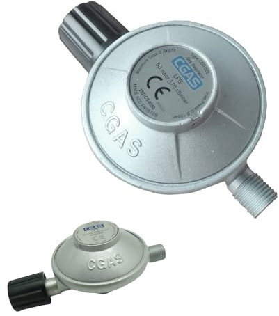 Hary Kartuschenregler Gaskartuschen Druckregler 50mbar Gasdruckregler Linkszahn 1/4 Zoll Butangas-Tankanschluss Druckreduzierventil-Kit mit Drehschalter Gasregler