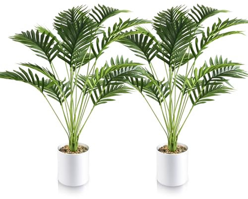 Joyblossom Grande Plante Artificielle Interieur, Palmier Artificiel en Pot, 73cm Fausse Plante Interieur, pour Intérieure Extérieure Maison Bureau Jardin Salon Décoration, 2 Pièces