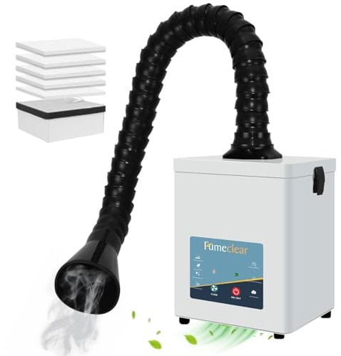 FumeClear FC2001A Solder Fume Extractor, 120m³/h Super Suction with 6 Filters Low Noise High Efficiency Fume Removal, for 110V to 220V Wide Voltage Suitable for Desktop Soldering Iron