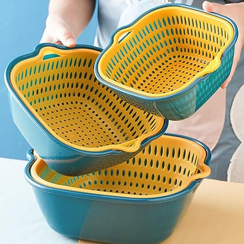 6 Stück Multifunktion Küchensieb Set, Nudelsieb, 2-in-1 Seiher, Küche Sieb, für Obst Gemüse Reis Sieb