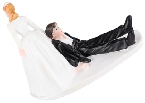 BESPORTBLE Cake Topper Hochzeit, Lustige Brautpaar Figur aus Resin, Tortendeko Hochzeit, Deko für Hochzeitstorte und Brautparty, 13 x 10 x 6,5 cm