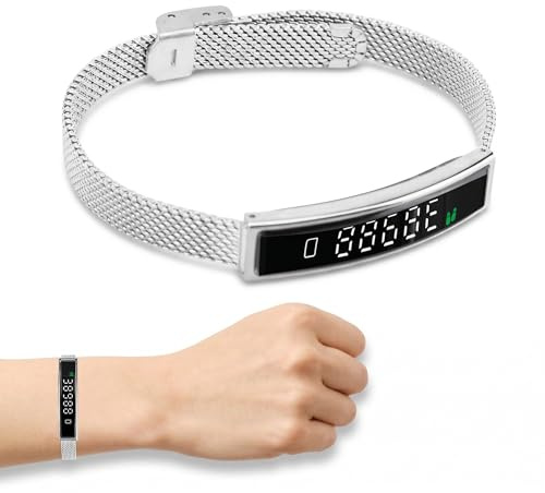 Zunate Fitness Tracker, Bluetooth 5.3 Smart Armband mit App, Aufzeichnungsverbrauch, Schritte und Dauer für Mehrere Übungen, Unterstützt die Remotefotografie (Silver)