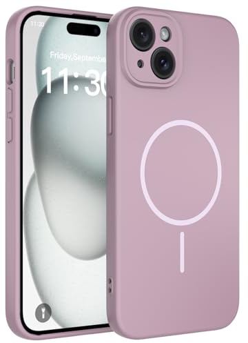 YIBAMI Magnetic Silicone Phone Case for iPhone 15 Plus (6.7-inch),Purple | Compatible with MagSafe,Raised Lens Protection,Precise Cutouts,Responsive Buttons,Snug Fit,Fast Charging,Anti-Slip Grip