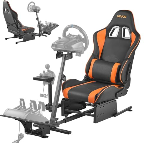 VEVOR Support de Volant de Course Robuste Cockpit de Simulateur de Conduite, Compatible avec Pédales Logitech G25, G27, G29, G920, G923, Thrustmaster T300RS, TX F458, T500RS, T3PA-PRO (F1/GT) et CSR