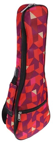 Ukulelen Tragetasche 21 Zoll mit Rucksackgurten für Ukulele, Rot | Oxfordgewebe, und Verdickt, Geometrisches Muster, für Zuhause und Reise