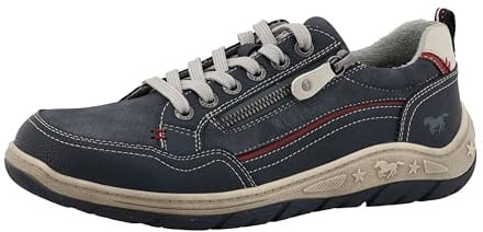MUSTANG Herren Low-Top Sneaker, Männer Halbschuhe,Freizeitschuhe,Turnschuhe,Laufschuhe,schnürschuhe,schnürer,Sportschuhe,Blau,45 EU