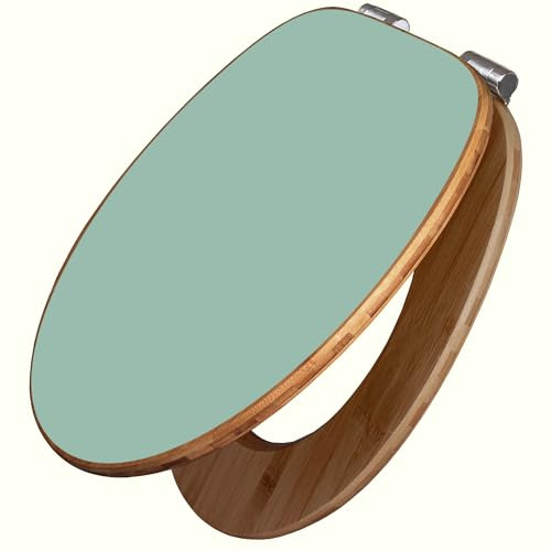 banjado Design WC Sitz Bambus Absenkautomatik 45,8x37,5cm - Toilettendeckel mit Absenkautomatik Holz - hochwertiger Bambus Klodeckel - WC-Sitz für gängigen Toiletten - Farbe Salbei