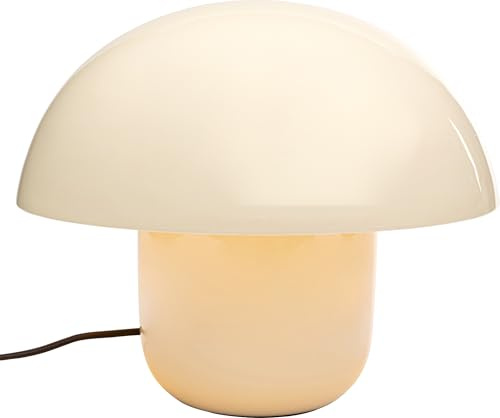 Kare Design Tischlampe Mushroom Shiny Ecru, Beige, Höhe 27cm, Metall Schirm, E14, Pilzlampe, Retro, Tischleuchte, kein Leuchtmittel inklusive