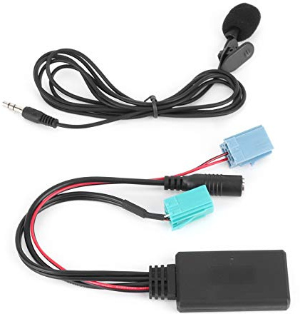 Eminchu Adaptateur Audio Bluetooth 6 Broches, Adaptateur de Câble d'entrée Auxiliaire Stéréo de Voiture, de Microphone, Idéal pour, Espace, Scenic, Twingo Master 2005 à 2011