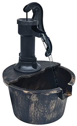 Fontana da giardino con pompa, in plastica PP resistente alle intemperie, colore bronzo, 29,5 x 45 cm, per terrazza, balcone, giardino, fontana decorativa con flusso d'acqua e suono rilassante