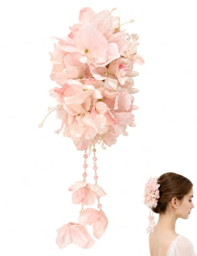 JIRVEX 1 Pinza Capelli Donna con Fiore Rosa e Nappine, Mollette Capelli Donna Elegante con Fiore Artificiale Estiva per Acconciature da Spiaggia, Feste, Matrimoni, Carnevale