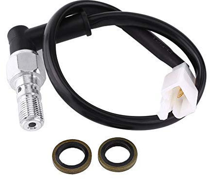 Aramox Interruttore Del Freno Idraulico, Interruttore Della Luce Della Pressione Del Freno Idraulico Universale Per Moto, Interruttore Fanale Posteriore In Alluminio, con 2 Rondelle (M10*1.25mm)