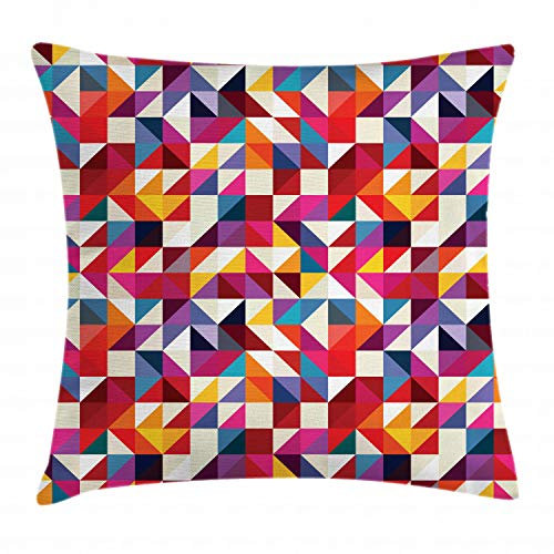 ABAKUHAUS Geometrisch Kissenbezug, Bauhaus-Art-Muster, Waschbar mit Reißverschluss Kissenhülle mit Farbfesten Klaren Farben Beidseitiger Druck, 45 x 45 cm, Mehrfarbig