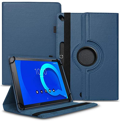 NAUCI Tablet Schutz Hülle kompatibel für Alcatel 3T 10 Tasche aus Kunstleder mit Standfunktion 360° Drehbar Schutzhülle, Farben:Blau