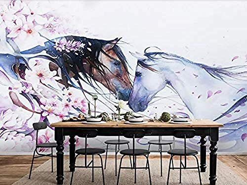 Papier peint à la main couple cheval pêche romantique papier peint mural papier peint moderne papier peint 3d foot gris noir poster pierre photo salon new york graffiti chambre -400cm×280cm