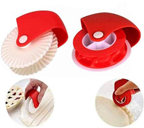 2PCS Pastry Cutter Set - Plastic Wheel Roller for Beautiful Pie Crust, Ravioli Pasta, Pizza