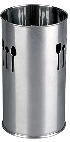 Escurrecubiertos cilíndrico de metal, color plata, para lavavajillas, de 10 x 18,5 x 10 cm. Escurridor para cubertería especial para hogar o hostelería. Recipiente para lavar vajilla.