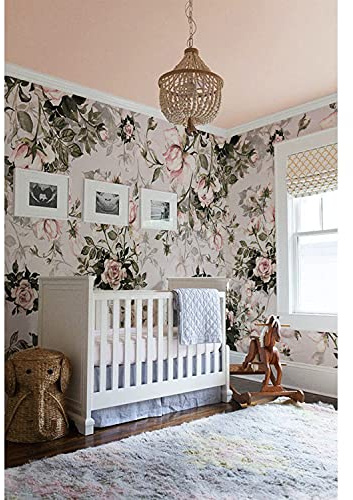 Coloray Le Papier Peint Décoration 312x219cm Muraux Latex Meuble Chambre Salon Cuisine Muralo Papiers Peints - Roses floral pastel pâle millésime pâle