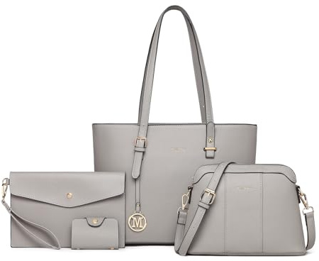 Miss Lulu Handtasche Damen Schultertaschen für Tragetasche Tote Bag Groß Henkeltasche Frauen Schulter Beuteltote Gross 4-teiliges Set
