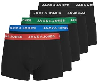 JACK & JONES Herren JACHUEY Trunks 5 Pack, Electric Blue Lemonade/Black &, XXL