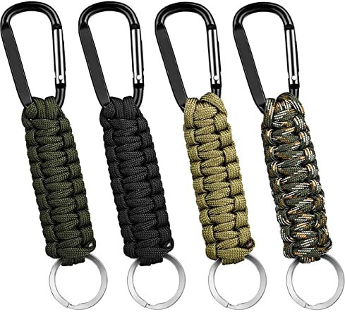 Bessy shop Llavero de Paracord,4PCS de Gancho Trenzado con Gancho para Llaves Llaveros de Paracord con mosquetón Llavero Cordón Trenzado para Acampar,Herramientas de Senderismo,Mochila,Llaves