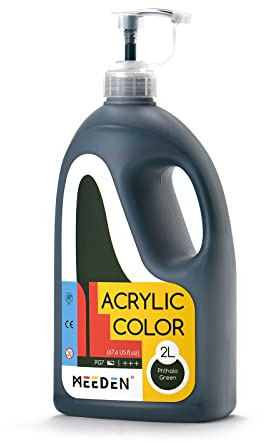 MEEDEN Phthalo Green Acrylic Paint with Pump Lid, 1/2 Gallon (2L /67.6 oz.) Heavy-Body Non-Toxic Rich Pigment Color, Perfect for Art Class, Wall Painting & Creative DIY