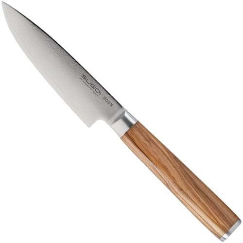 Eden Sugoi Olive 2090-113 Cuchillo Puntilla 11 cm, Hoja de Acero VG10, Mango de Madera de Olivo, Cuchillo de Cocina para Pelar y Cortar