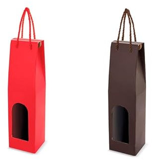 DISOK - Lote 50 Cajas de Cartón Surtidas en 2 Colores. Estuches de Vino Baratos. Caja Vino para Bodas, Bautizo, comuniones. No Incluye Botellas.