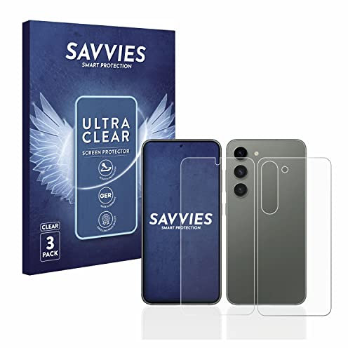 savvies Protection Ecran pour Samsung Galaxy S23 (Avant+Arrière) 6 Pièces - Film Protection Ultra Clair