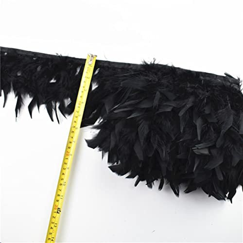 CTLH20 1 Meter weiße Schwarze Fasanenfedern für Kleidungsband für DIY-Klebeband Truthahn Strauß Fransenbesatz Gans Nähen Garnituren-Huo Pian