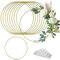 TEKXYZ Cerchi floreali in metallo dorato da 30,5 cm, con basi in acrilico trasparente, per centrotavola, decorazione, confezione da 10