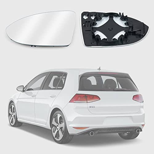 URAQT Wing Mirror Glass, Espejo Golf 7, Cristal Espejo Con Calefacción, Espejo Retrovisor Izquierdo, VW(4060G01) / VW (5G0 857 521), Cristal de Espejo de Repuesto Blanco Asféricos