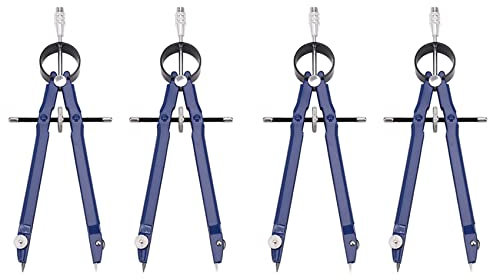 ZEZA 4Er Pack Abfassung mit Schloss Mathematik Bogen Zeichnung Metall mit Rad Geometrie Bogen Teiler Praezision Schueler- Fuer Kunst Schule Buero