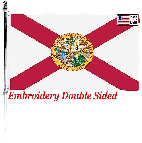 Florida-Staatsflagge, doppelseitig, für den Außenbereich, strapazierfähig, mit strapazierfähigem Segeltuchkopf und 2 Messingösen, lebendige Farben, FL-Flaggen
