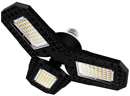 DOITOOL Led Garagenleuchte 60w Warmweiß Verformbare Werkstatt Klappleuchte Mit 3 Verstellbaren Paneelen Langlebige Deckenlampe Für Lager Garage Und Keller Energiesparend Und Flimmerfrei