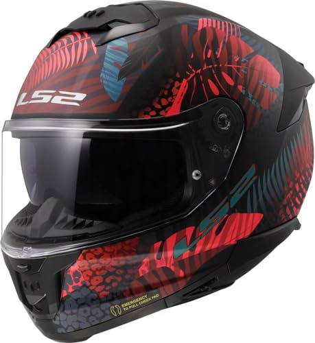 LS2, Integraler Motorradhelm STREAM II JUNGLE Matt Black Pink Blue, XL