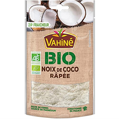 VAHINÉ - BIO Noix De Coco Bio Râpée 115g - Savourez un délicieux ingrédient biologique pour vos recettes - Lot De 4
